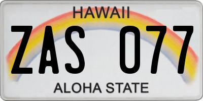 HI license plate ZAS077