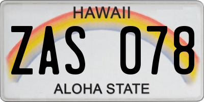 HI license plate ZAS078