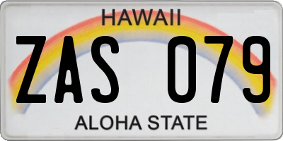 HI license plate ZAS079