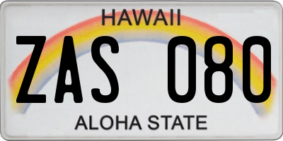 HI license plate ZAS080
