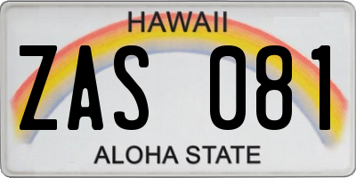 HI license plate ZAS081