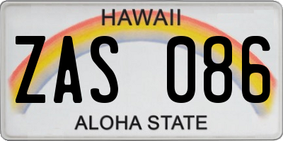 HI license plate ZAS086