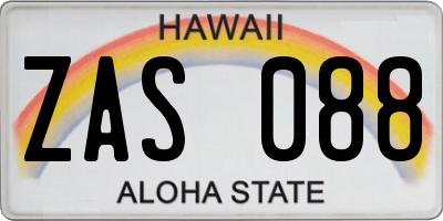 HI license plate ZAS088