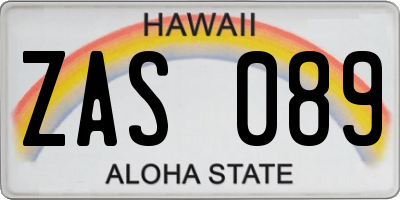 HI license plate ZAS089