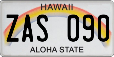 HI license plate ZAS090