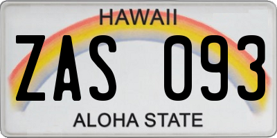 HI license plate ZAS093