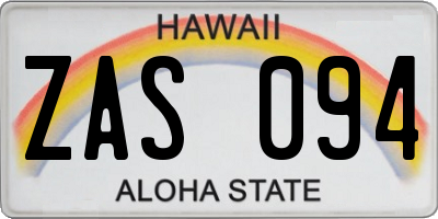 HI license plate ZAS094