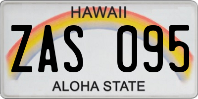HI license plate ZAS095