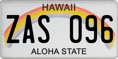 HI license plate ZAS096