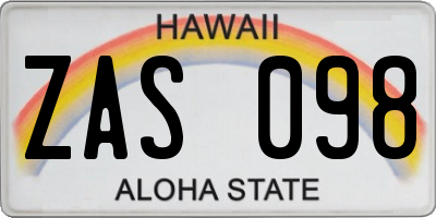 HI license plate ZAS098