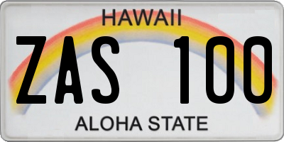 HI license plate ZAS100