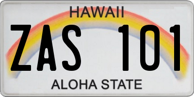HI license plate ZAS101