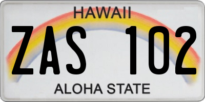 HI license plate ZAS102
