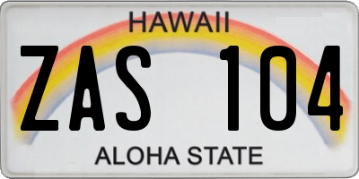 HI license plate ZAS104