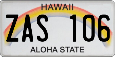 HI license plate ZAS106