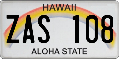 HI license plate ZAS108
