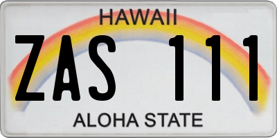 HI license plate ZAS111