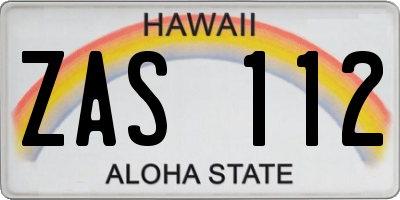 HI license plate ZAS112