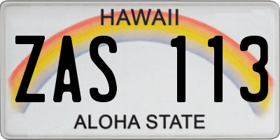 HI license plate ZAS113