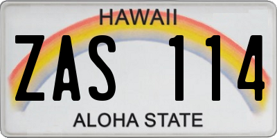 HI license plate ZAS114