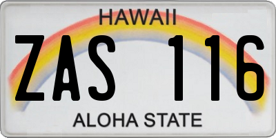 HI license plate ZAS116