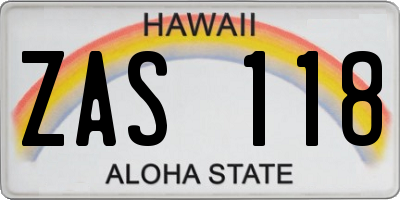 HI license plate ZAS118