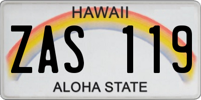 HI license plate ZAS119