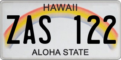 HI license plate ZAS122