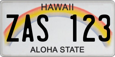 HI license plate ZAS123