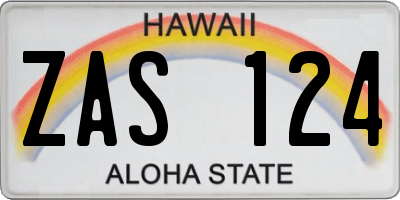 HI license plate ZAS124