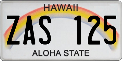 HI license plate ZAS125