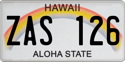 HI license plate ZAS126