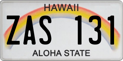 HI license plate ZAS131