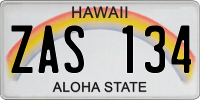 HI license plate ZAS134