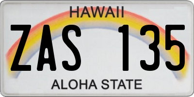 HI license plate ZAS135