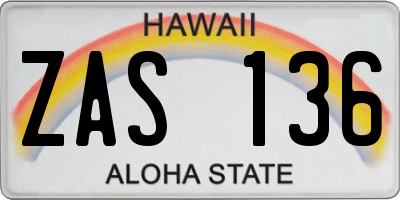HI license plate ZAS136
