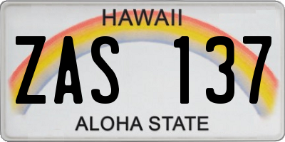 HI license plate ZAS137