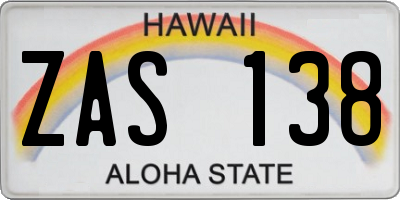 HI license plate ZAS138