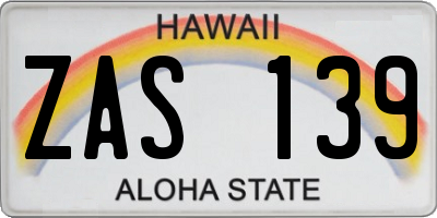 HI license plate ZAS139