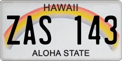 HI license plate ZAS143