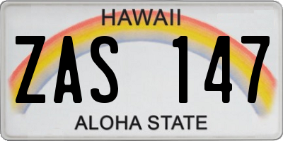 HI license plate ZAS147