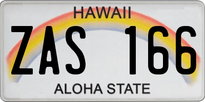 HI license plate ZAS166