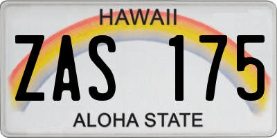 HI license plate ZAS175