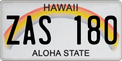 HI license plate ZAS180