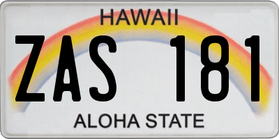 HI license plate ZAS181