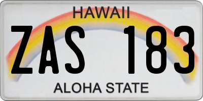 HI license plate ZAS183