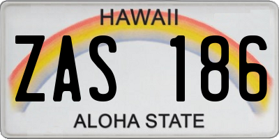 HI license plate ZAS186