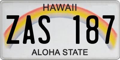 HI license plate ZAS187