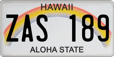 HI license plate ZAS189