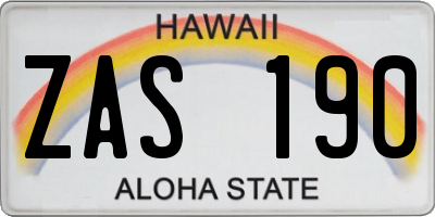 HI license plate ZAS190